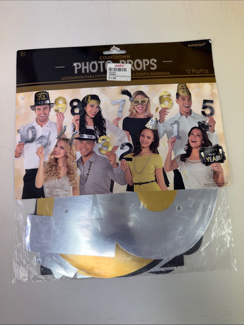 Amscan Metallic Gold and Silver Countdown Photo Props numbers 10-1 twelve pieces